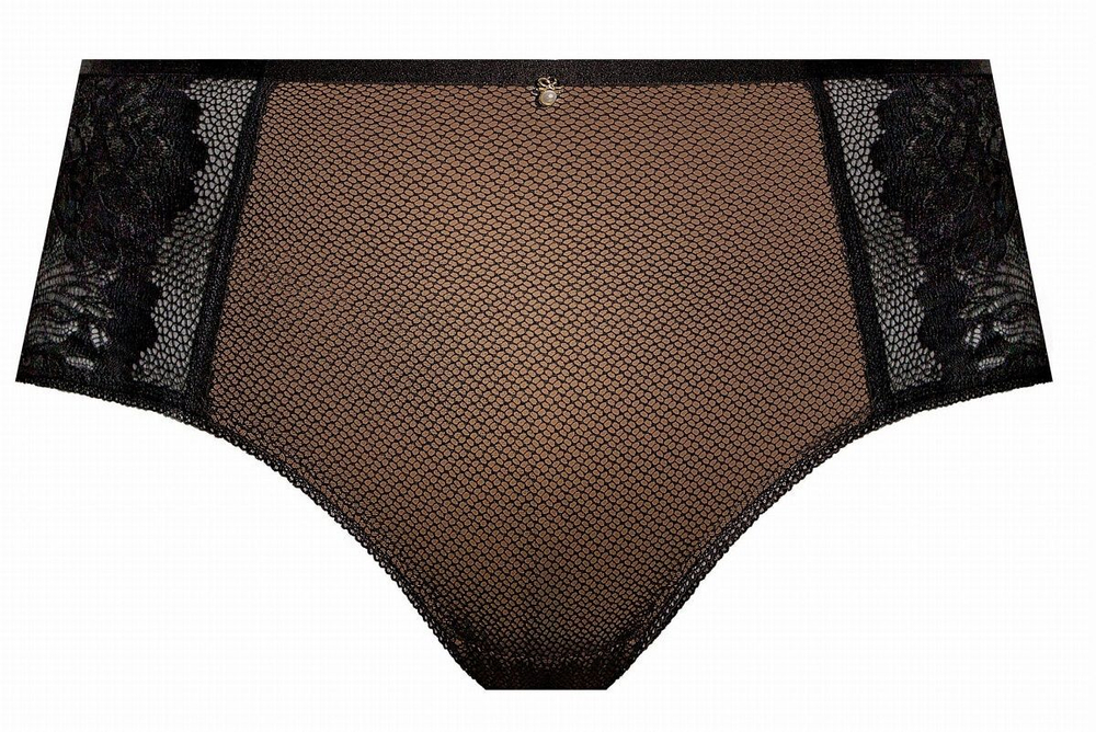 Трусики-слипы с широкими кружевными вставками (Размер: XXL) (Цвет: черный)