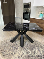 Кухонный раздвижной стол "Спайдер", чёрный мрамор