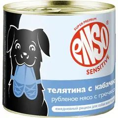 ENSO консервы для взрослых собак с чувст пищеварением филе телятины с гречкой и кабачком 190гр