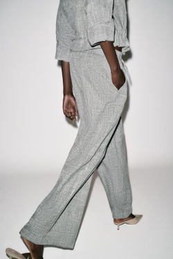 ZARA ШИРОКИЕ БРЮКИ, СЕРЫЙ МЕЛАНЖ