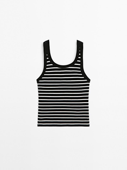 Massimo Dutti Топ на бретелях в полоску, черный