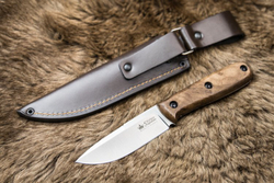 Нож Kizlyar Supreme COLADA AUS-8 SW WH LS (StoneWash, Walnut Handle, Leather Sheath)