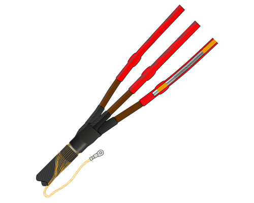 Муфта термоусаживаемая внутренней установки на трехжильный кабель с СПЭ-изоляцией без брони на напряжение до 10 кВ с проволочным экраном 3ПКВТпнг-LS-10-70...120-КПЭ (без наконечников)