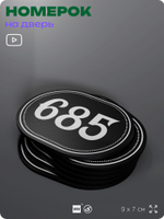 Номерок на дверь квартиры 685, для кабинета, офиса, шильдик 9 х 7 см, черный, Айдентика Технолоджи