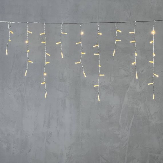 Светодиодная бахрома с колпачком 3,1*0,5 м., 120 теплых белых LED ламп, прозрачный провод ПВХ, IP65, LTC (PIL120CAP-10-2WW)