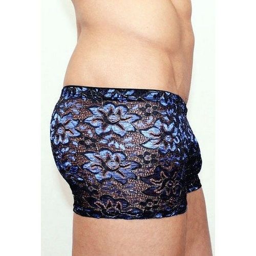 Мужские трусы боксеры черные в голубой цветок Romeo Rossi Black Flower Boxer RR00218