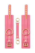 Розовые однослойные кожаные оковы