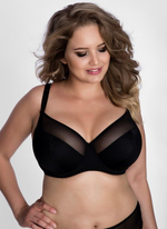 Бюстгальтер на косточках с чашками plus size из микрофибры и сетки (Размер: 65K) (Цвет: телесный)