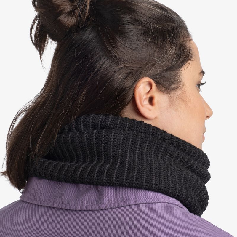 Вязаный шарф-труба с флисом Buff Neckwarmer Knitted Fleece Vaed Black Фото 7