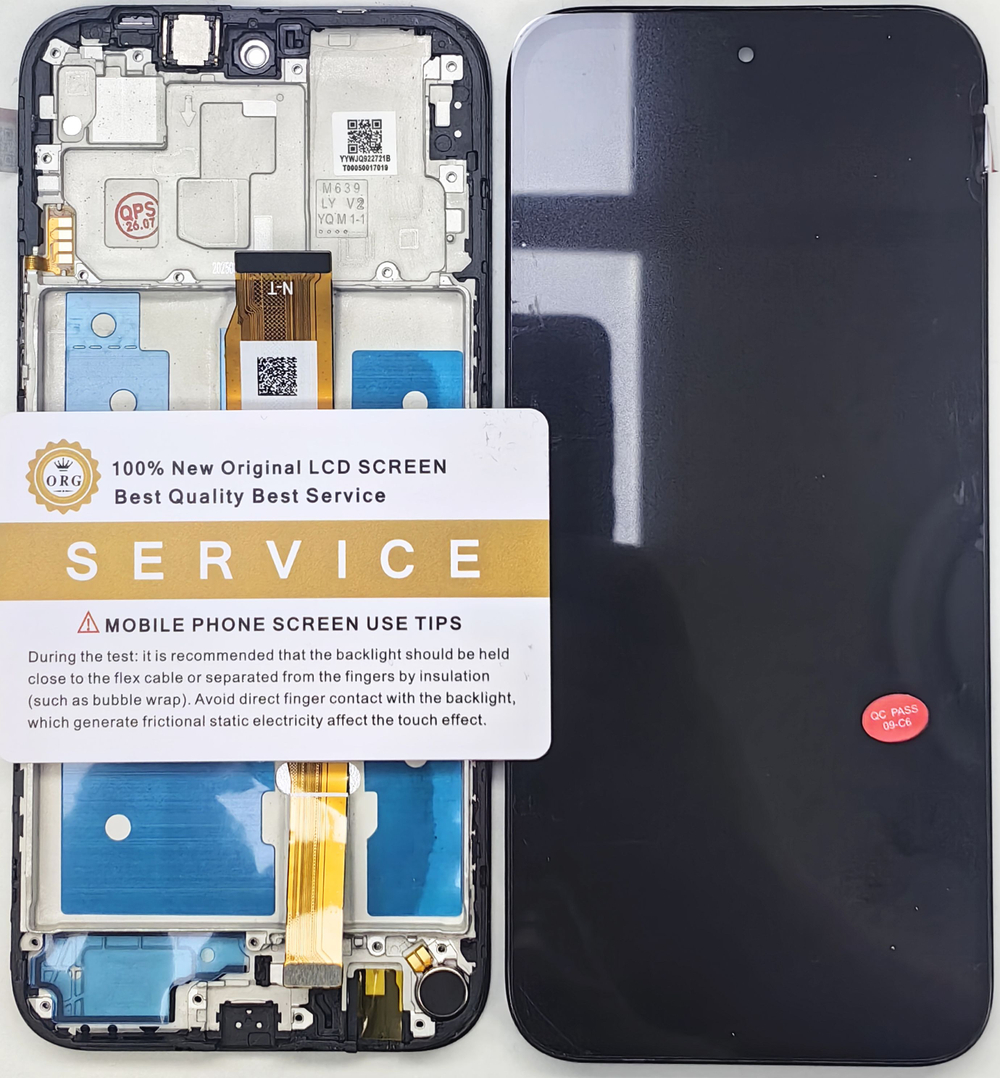Дисплей Huawei Honor X6C на черной рамке (динамик, вибро, боковые кнопки); QPS (ORG)