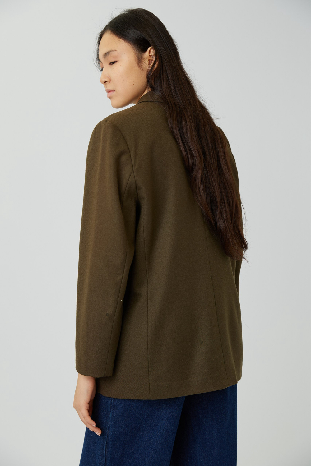 Объёмный винтажный жакет хаки