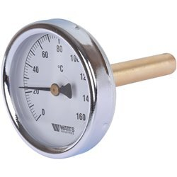 Watts Термометр биметаллический F+R801 (63/50мм, Tmax=120°С, 10 бар, тыльное подкл. НР½")