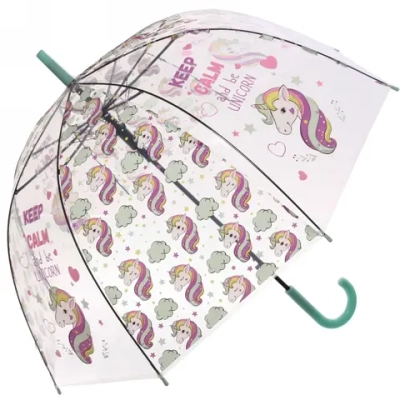 Зонт-трость женский купол «Единорог» микс 4 цвета, 8 спиц, d-82см, длина в слож. виде 82см