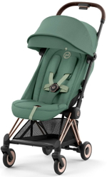 Коляска Cybex Coya Rosegold Frame Aton B2 i-Size Bay Blue Leaf Green с дождевиком и бампером