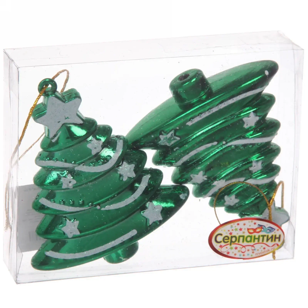 Елочные игрушки «Сказочная ёлочка» 8 см (набор 2 шт), Зеленый