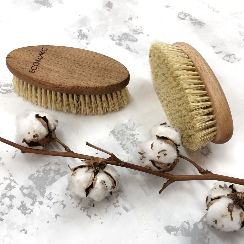 Щетка натуральная массажная без ручки щетина мексиканского кактуса ( лимфодренажная щетка) ECOмикс