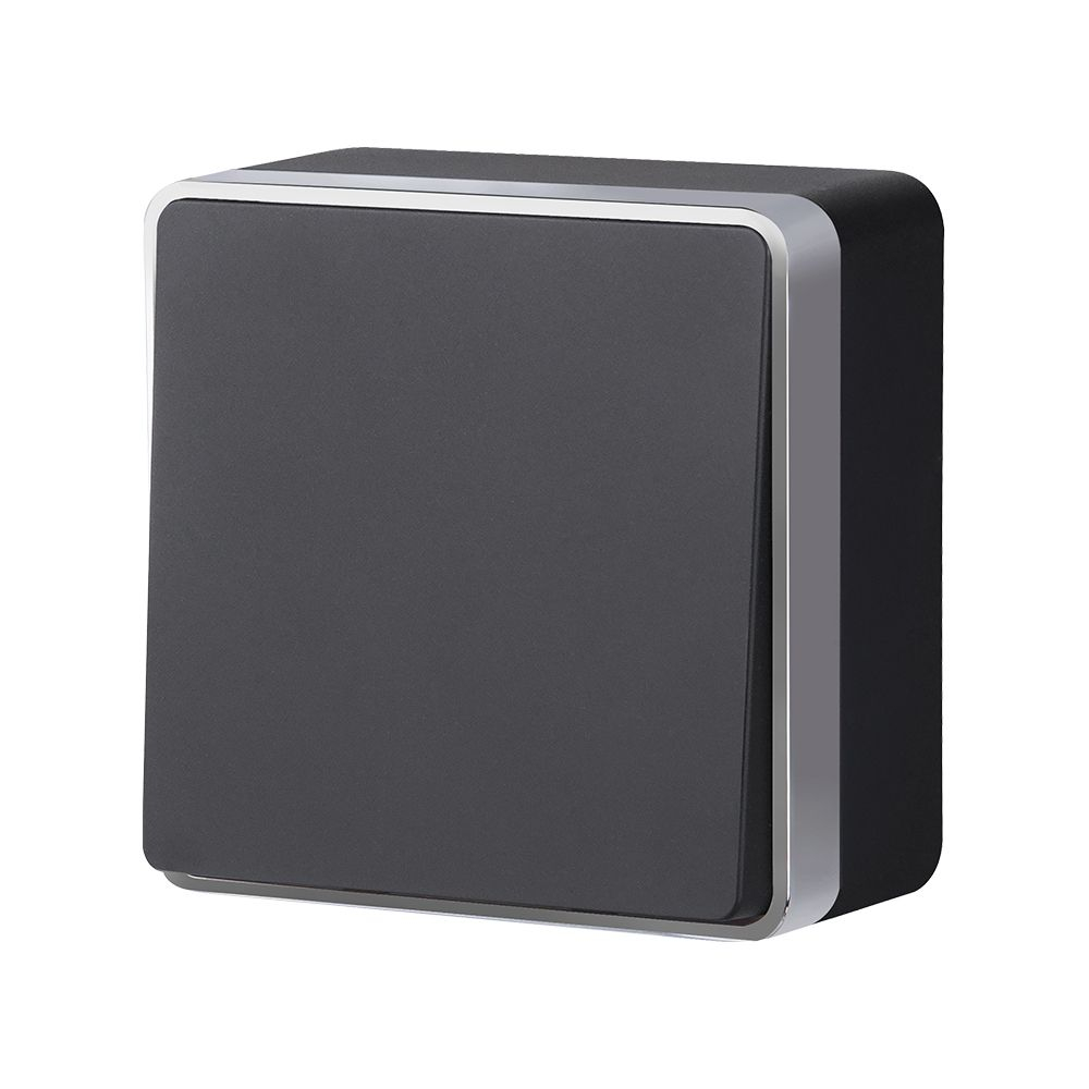 Выключатель одноклавишный проходной Gallant черный с серебром W5012034