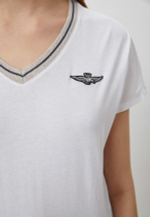Футболка жен . AERONAUTICA 1966 белый вырез V