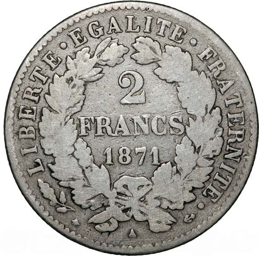 France, 2 Francs, 1871 – "Cérès" (Paris Mint), F