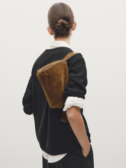 Massimo Dutti Маленькая сумка из замши, золотой