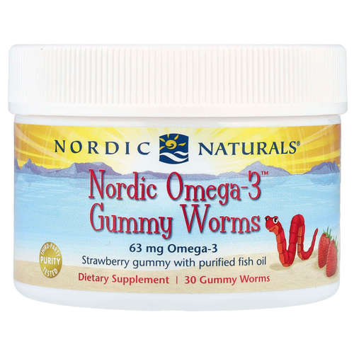 Nordic Naturals, Nordic Omega-3 ™, жевательные гельминты, клубника, 30 жевательных гельминтов