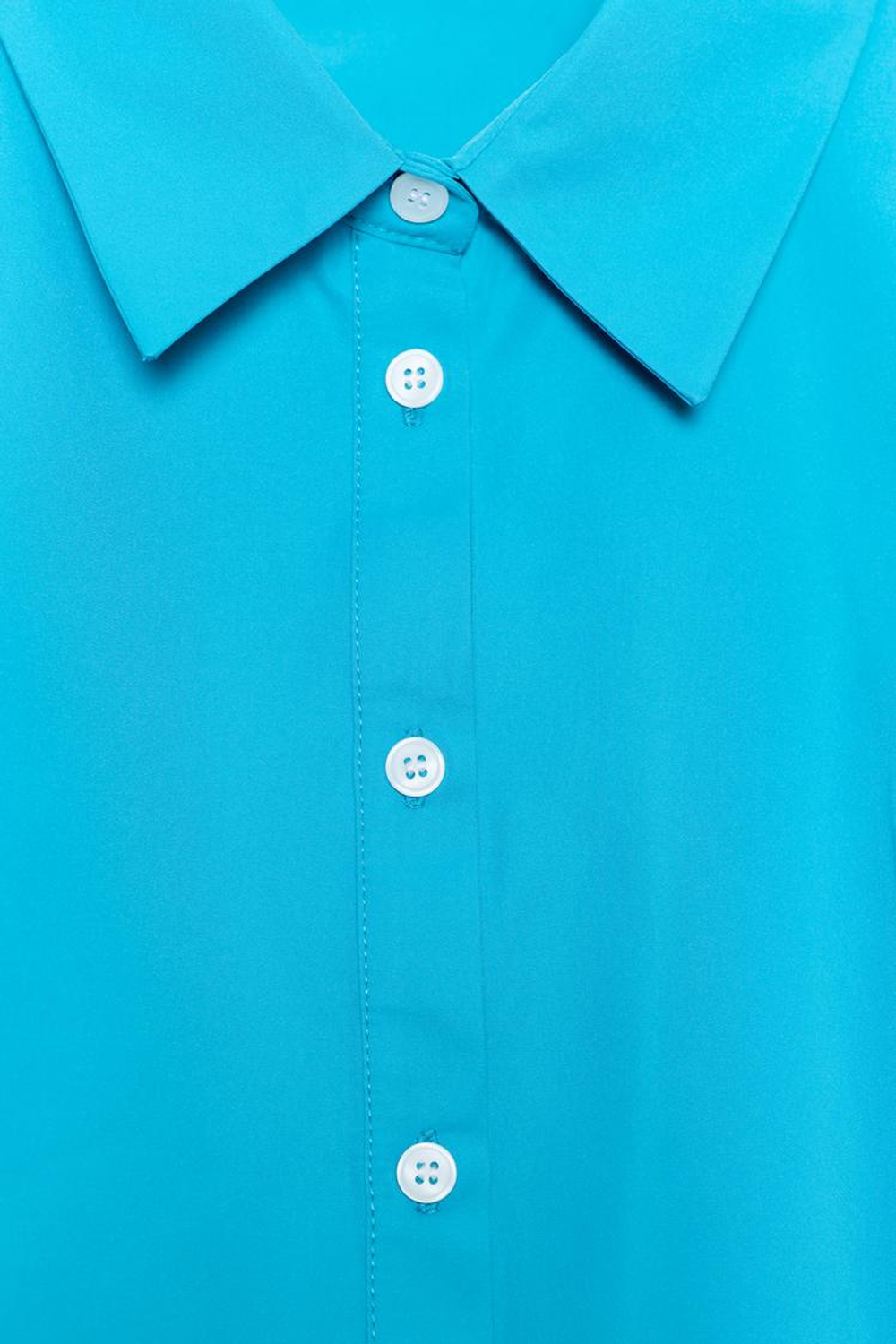 ZARA ПРИТАЛЕННАЯ РУБАШКА ИЗ ТАФТЫ, СИНИЙ ЭЛЕКТРИК