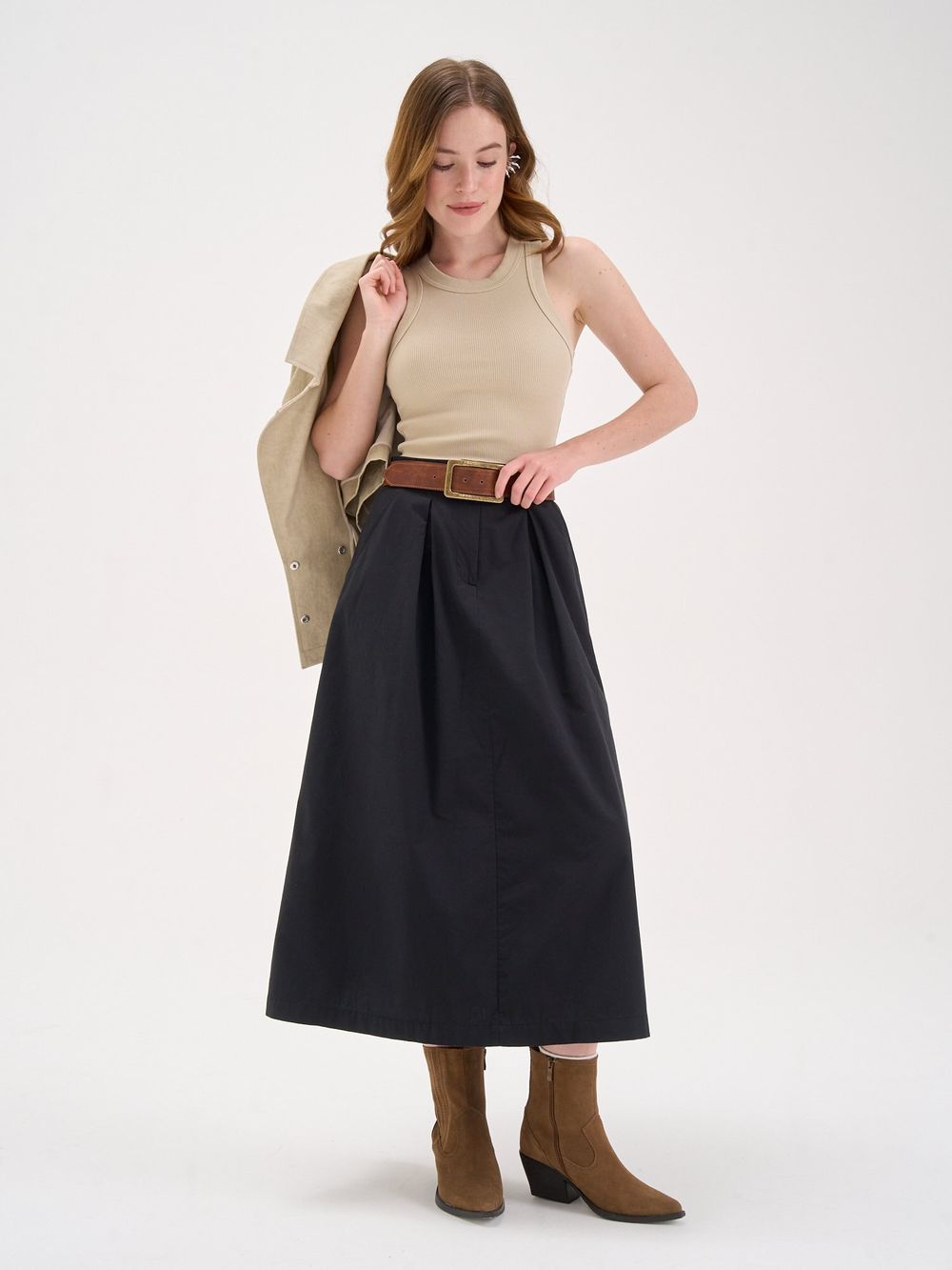 Юбка миди "Уголь" женская