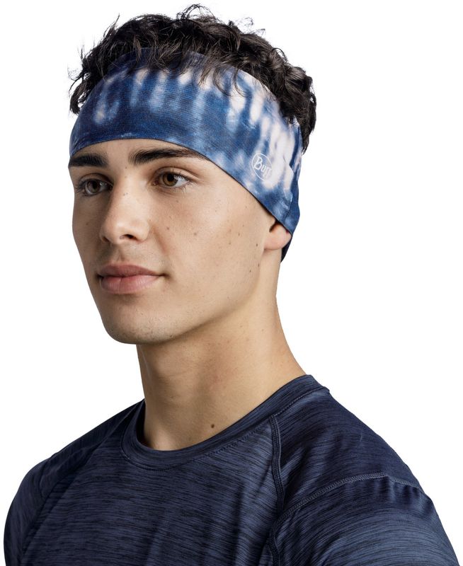 Широкая спортивная повязка на голову Buff Headband Wide CoolNet Deri Blue Фото 4