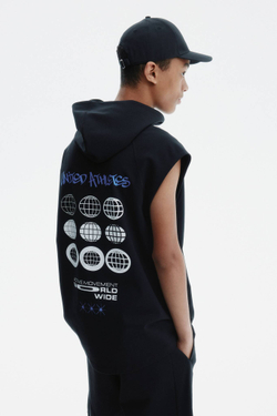 H&M Комплект из топа без рукавов и шорт с принтом, черный