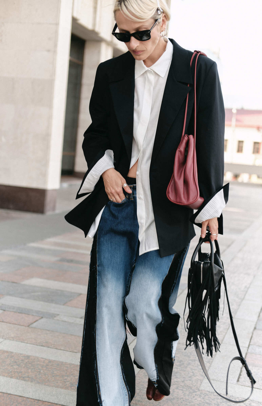 Upcycling Джинсы комбинированные