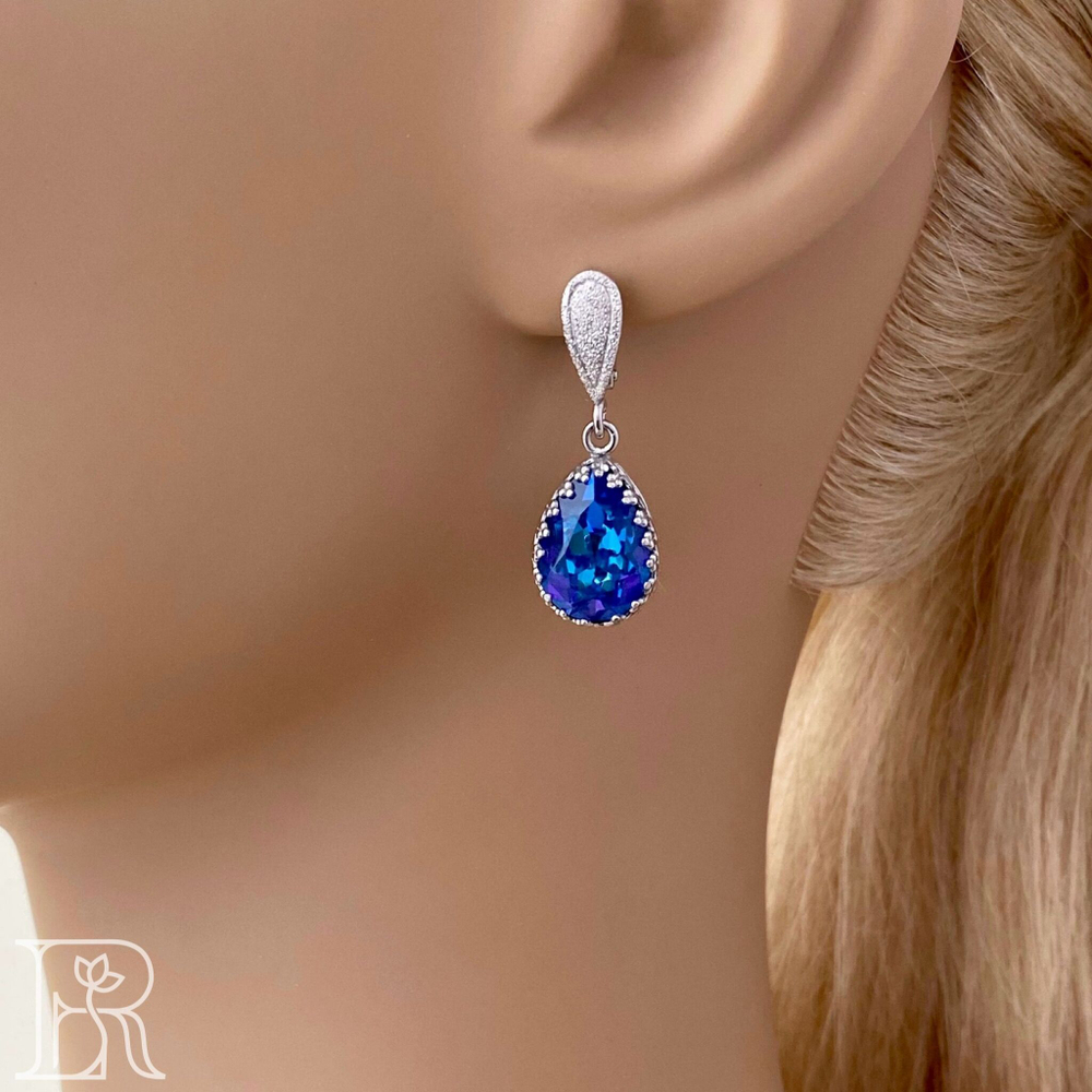 LEFIREL' Серьги серебряные женские "Magic Night" с кристаллами Swarovski / ювелирные украшения из родированного серебра 925