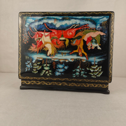 Шкатулка "Тройка" с ручной росписью Палех 30х22 см