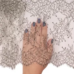 Кружево реснички экрю/черный (21*300 см)
