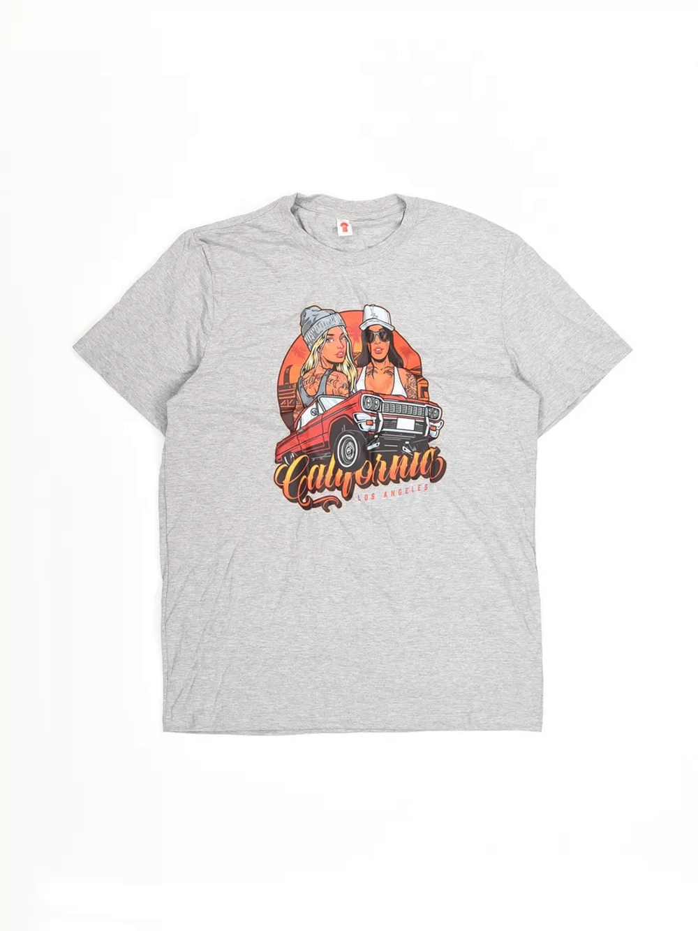 Футболка серая оверсайз с принтом