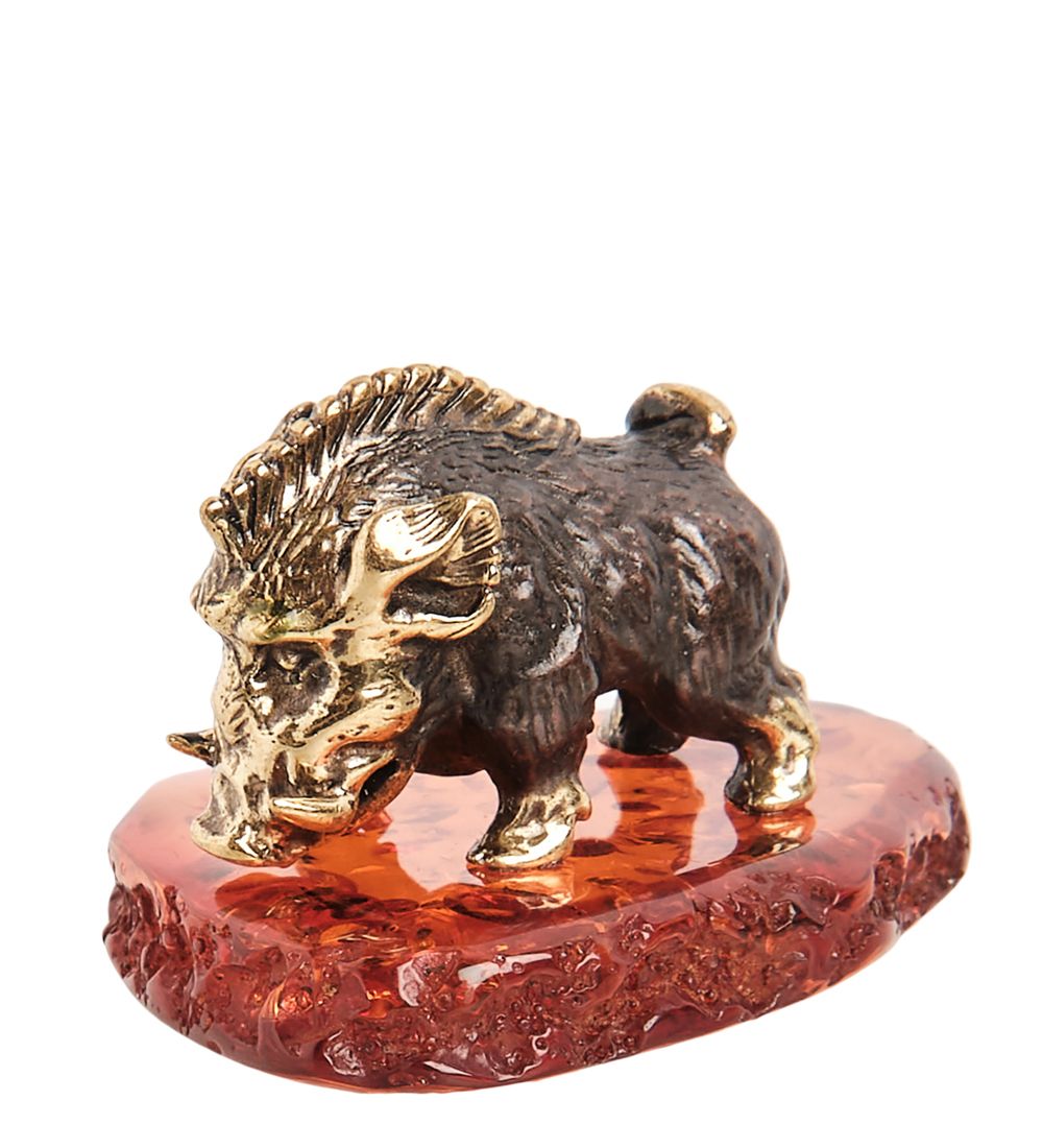 Народные промыслы AM-1555 Фигурка «Кабан Пумба» (латунь, янтарь)