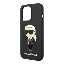 Чехол Karl Lagerfeld Liquid Silicone NFT Karl Ikonik Metal Pin для iPhone 15 Pro Hard Black (Чёрный)