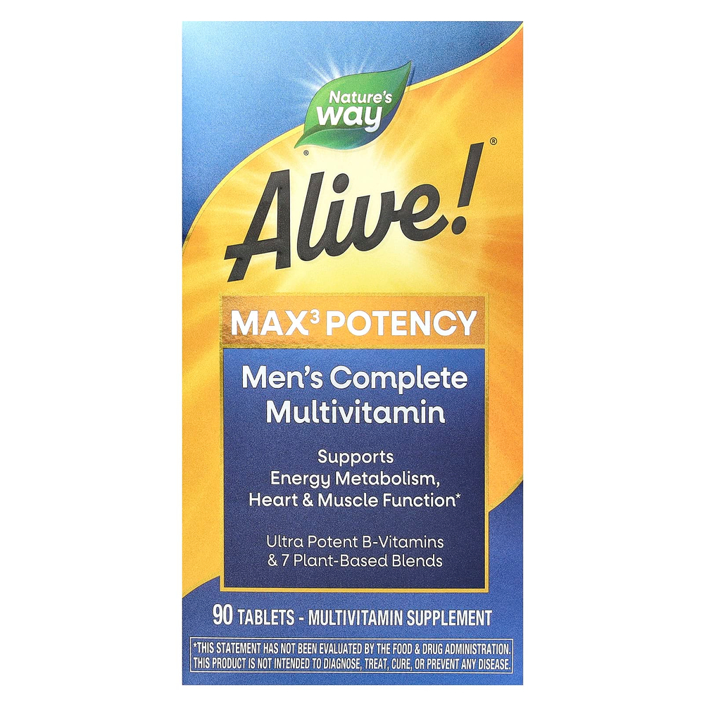 Nature's Way, Alive!® Max3 Potency, мультивитаминный комплекс для мужчин, 90 таблеток