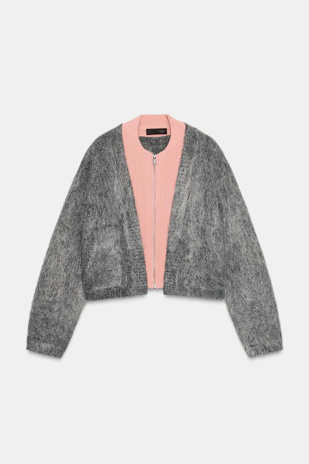 ZARA КАРДИГАН ИЗ ДВОЙНОГО ТРИКОТАЖА, МЯГКИЙ СЕРЫЙ