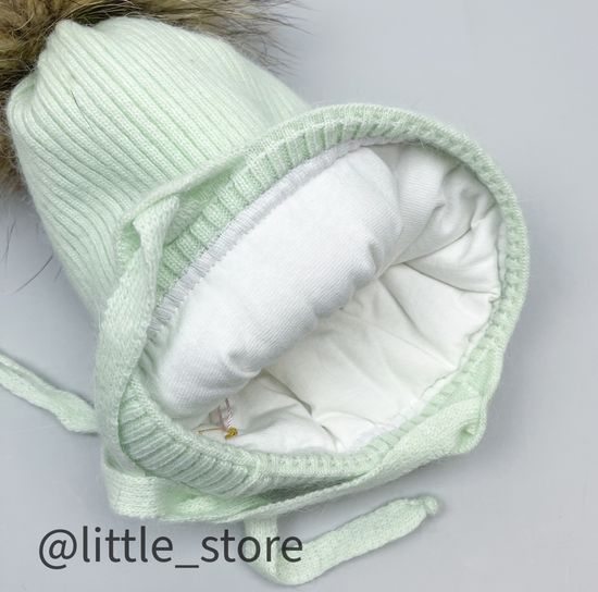 Шапка зимняя "Бантик" Св мята