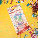 Свеча для торта Цифра Радуга «3» 6*4 см