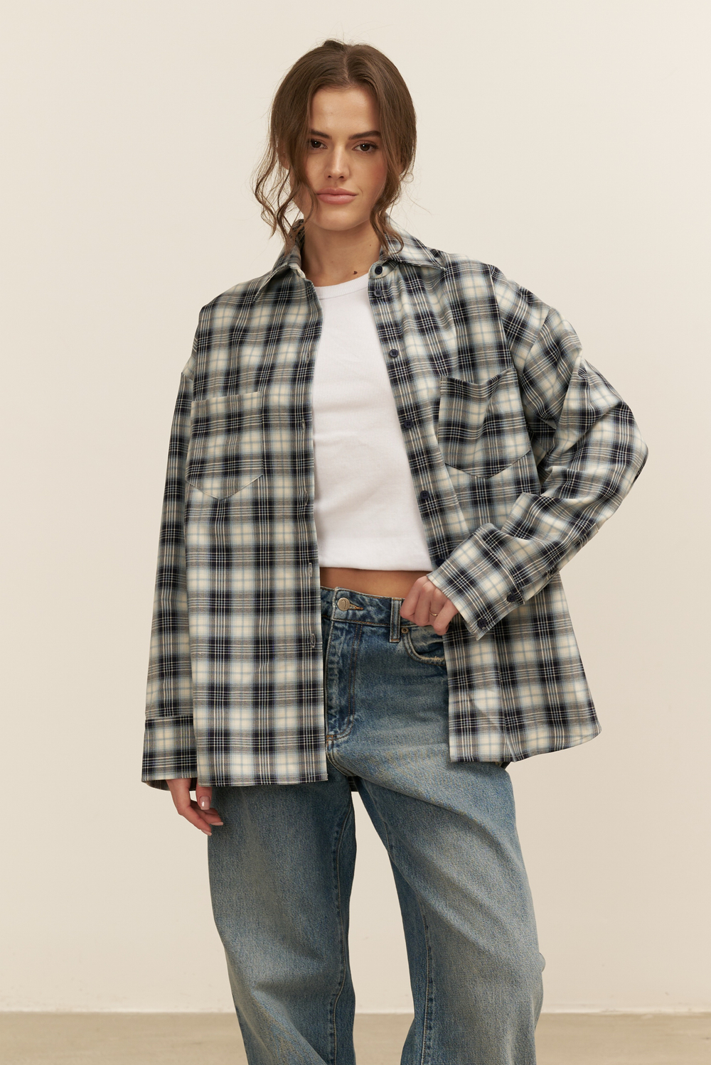 Рубашка 07, сине-белая