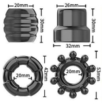 Набор из 4 черных рельефных эрекционных колец на пенис (Цвет: черный)
