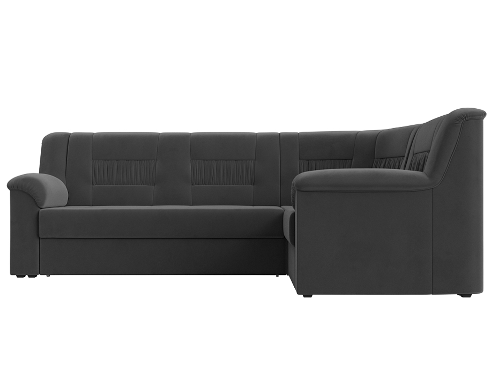 Диван угловой Карелия правый угол, Серый, Велюр, 113345