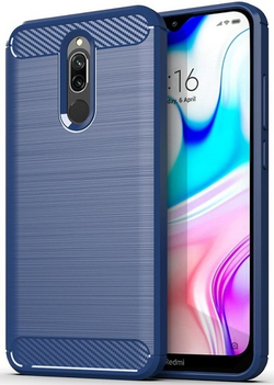 Чехол для Xiaomi Redmi 8 цвет Blue (синий), серия Carbon от Caseport