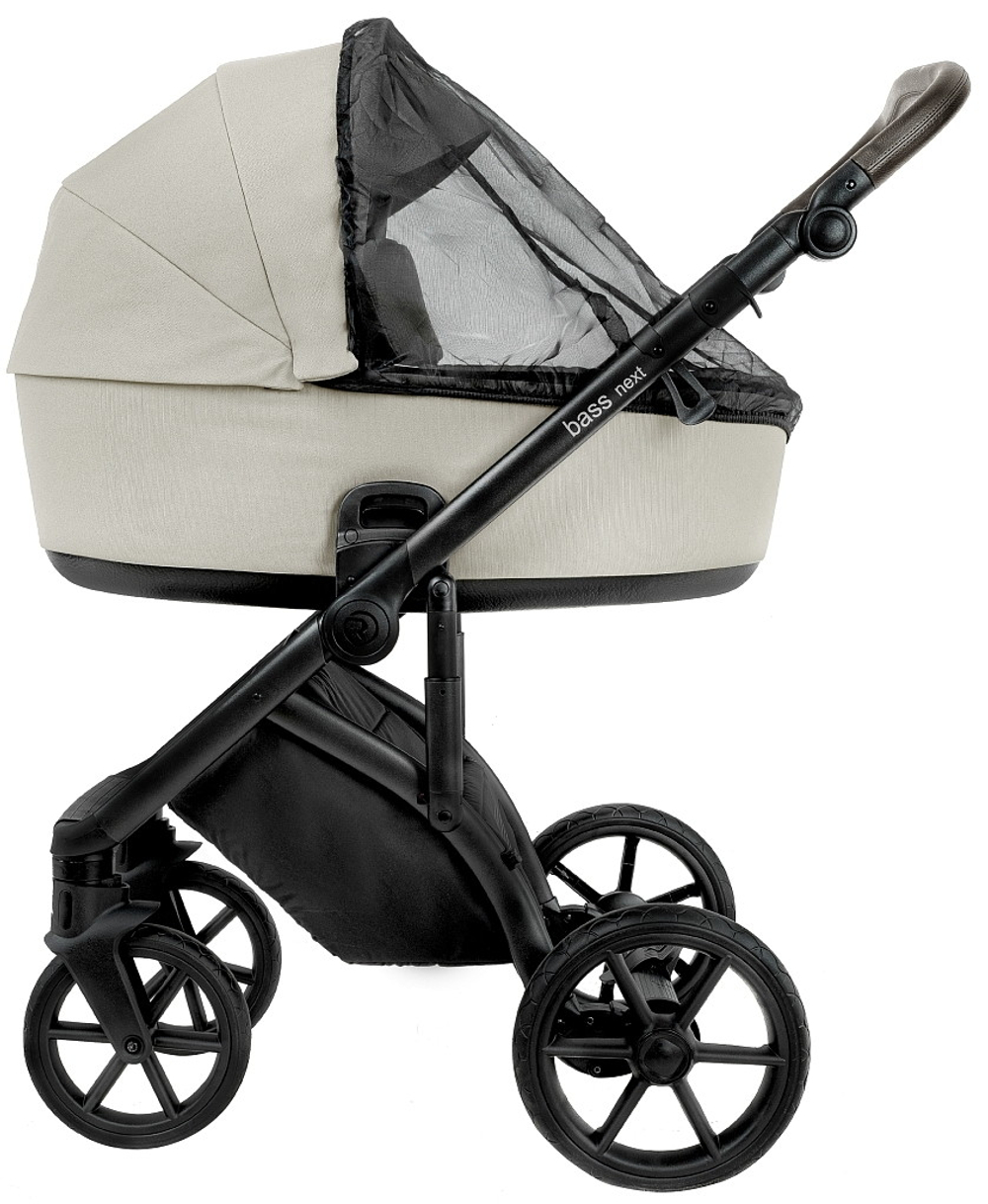 Детская коляска Roan Bass Next 2.0 3 в 1 с автокреслом Tutis Elo Lux EduSky Black BSN/45/2 Marzipan/Black/руч.Cappuccino(2 места)