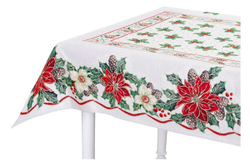 Скатерть прямоугольная 140х220см Mix&Match Home Пуансетия голубая