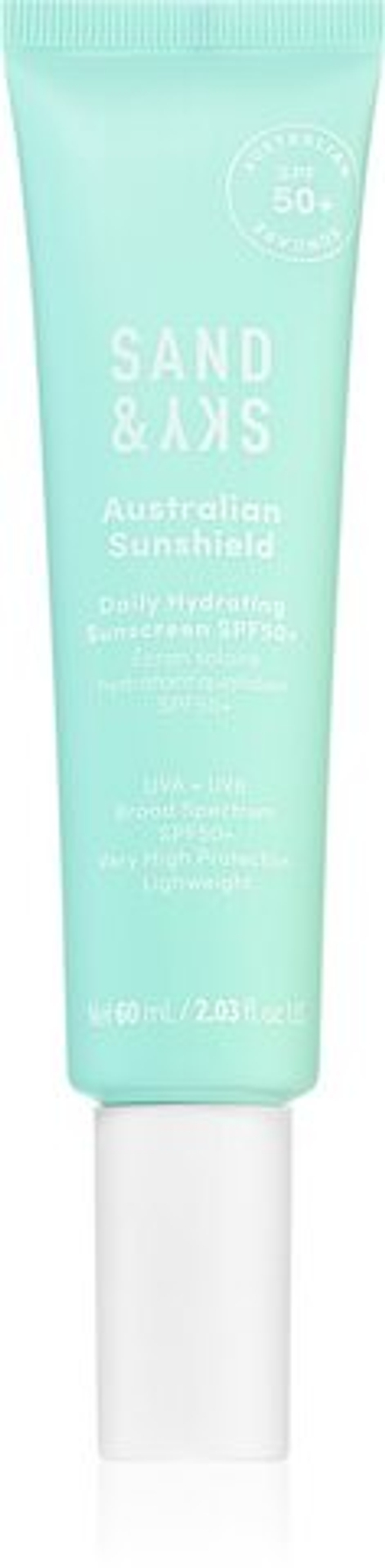 Sand & Sky Australian Sunshield Daily Hydrating Sunscreen SPF50+ - легкий защитный крем для лица SPF 50+ /   60  ml  / GTIN 8886482917881
