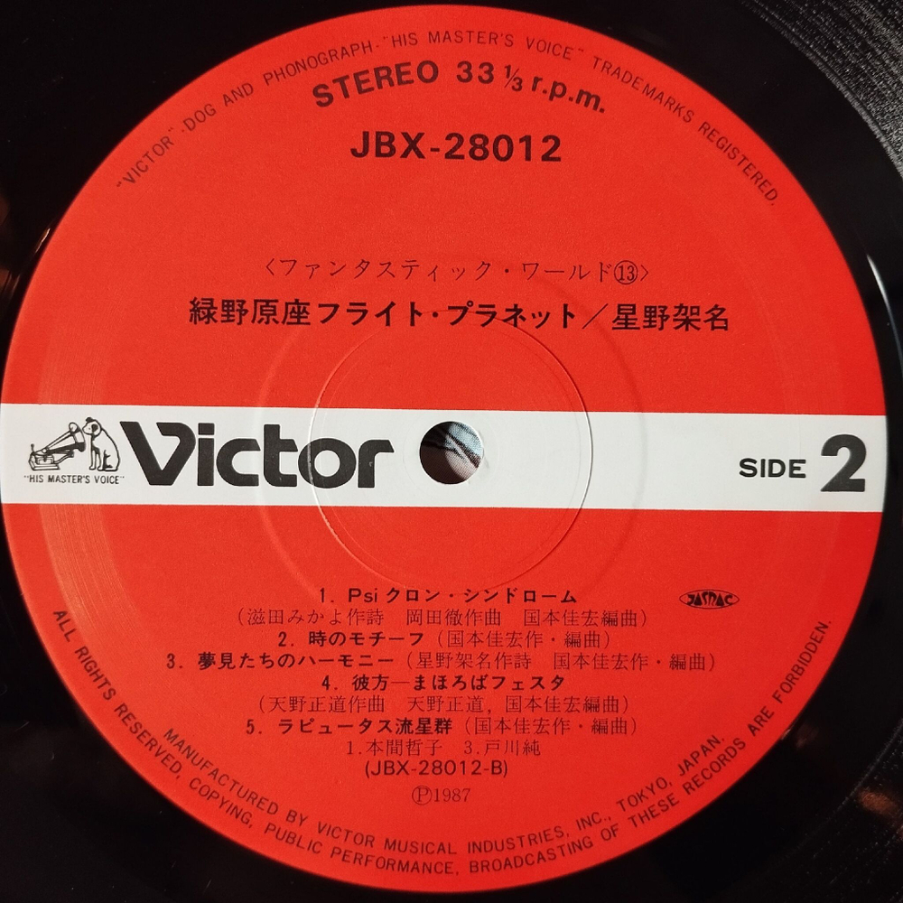 Винтажная виниловая пластинка LP Музыка Из Анимэ Flight Planet (Japan 1987) (Obi)