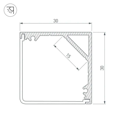 Профиль SL-KANT-H30-3000 ANOD (Arlight, Алюминий) 046182