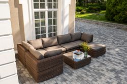 "Лунго" трансформирующаяся лаунж-зона из искусственного ротанга, цвет коричневый